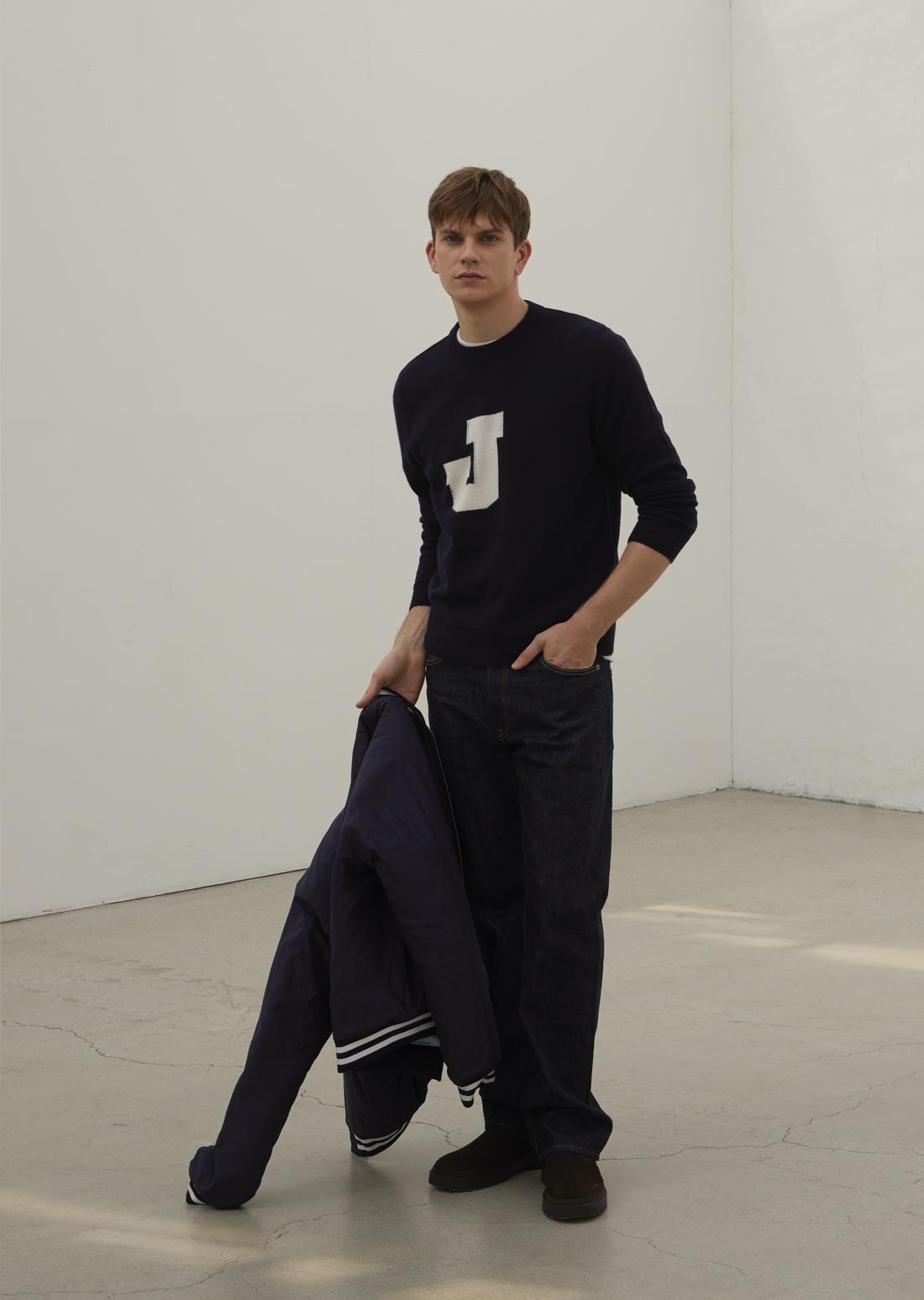 Junesi Sports Club J Initial Merino Wool Knit (Navy) M