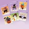 100pcs Halloween Gift Bags. Self-adhesive with pumpkin, ghost & bat designs for party treats.