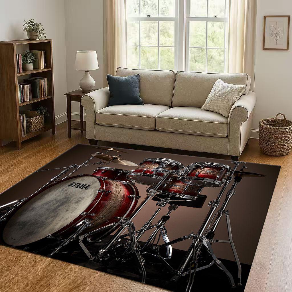 Classic Drum Kit Drum Set Rock Music Instruments Living Room Non-Slip Area Rug Carpet for Bedroom Playroom Sofa,Home Doormat