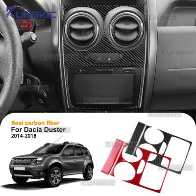 Valódi puha szénszálas matrica Dacia Duster 2014 2015 2016 2017 2018 LHD RHD autókhoz Központi vezérlőképernyő díszítő kiegészítők