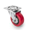 Emuca lot de 4 roulettes slip 2 red avec plétine de montage, diamètre 50mm, acier et plastique