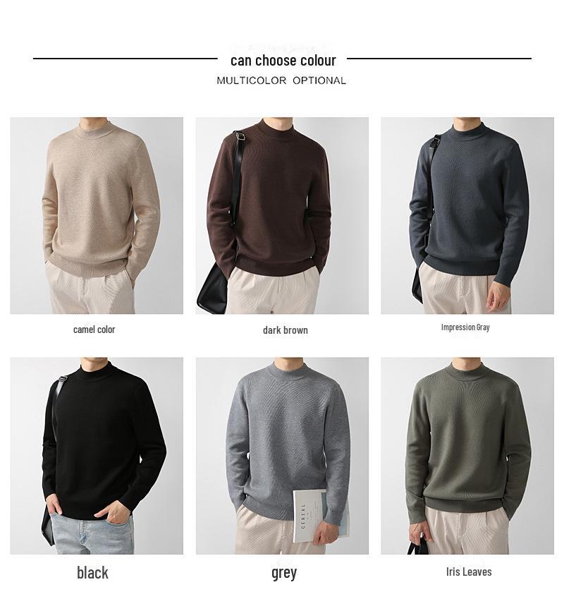 Autumn Men's Half-High Collar Sweater: Stylish Korean Fashion Pullover