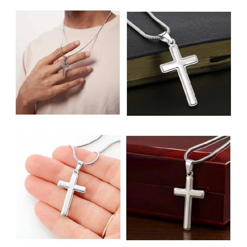 Cross Steel Stainless Pendant For Men Hip Hop Necklace Glossy Embellishments