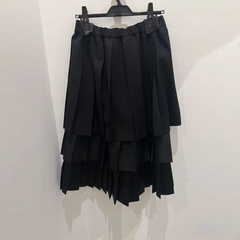 

CDG KZYU Japanese-Style High Waist Pleated Patchwork Midi Skirt for Women - Spring/Summer Collection Large чёрный