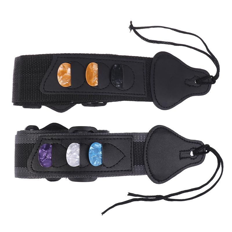 Adjustable Electric Guitar Strap With 3 Guitar Picks Holders Pu Leather Ends Acoustic Guitar Bass Strap Belt Accessories