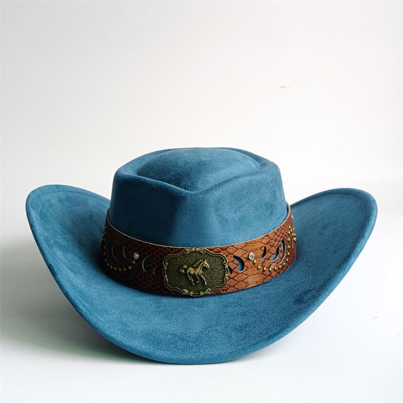 Heart Shaped Cowboy Hat Horse Head Leather Accessory Western Cowboy Hats Vintage Big-edge Gentleman Cowgirl Jazz Hat Holidays