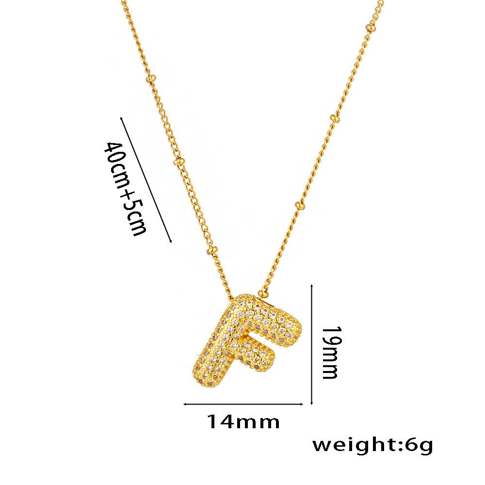 Fashion 26 Bubble Letter Initial Pendant18k Gold Plated Micropaved Full Zirconia Stone Chain Couple Necklace Women Jewelry