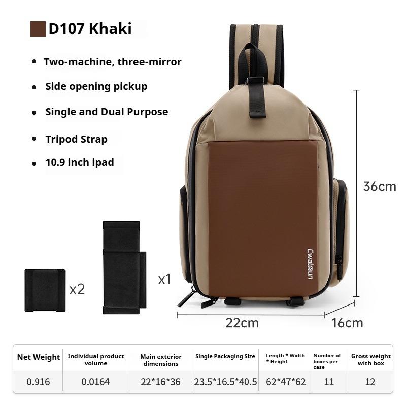 Shoulder Crossbody Camera Bag Anti-Splash Fabric 420D Twill SLR Micro-Single Camera Backpack Photography Bag D107 khaki
