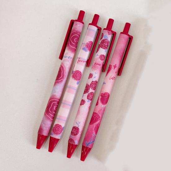 4Pcs Test Pens Clip Design Comfortable Grip Smooth Writing Quick Drying Black Ink 0.5mm Nib Cartoon Push Type Writing Pens for Office