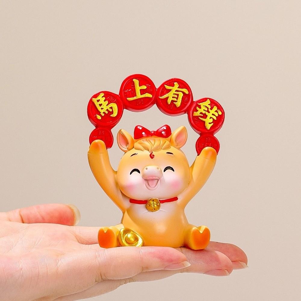 Cute 2026 Horse Year Mascot Resin Horse Figures Ornament Funny Horse Statue  Chinese New Year