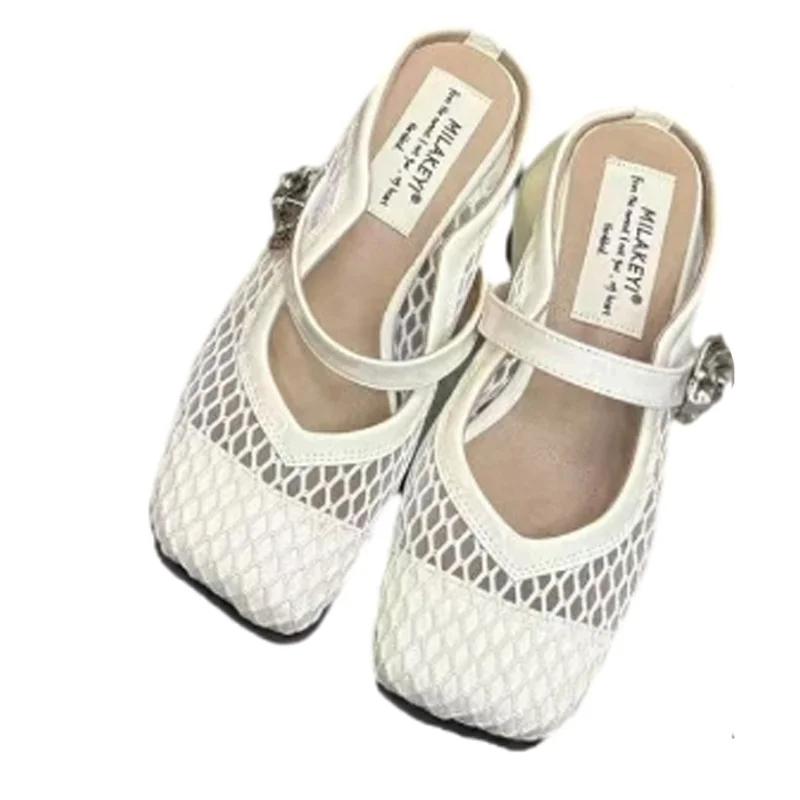 Fashion Women Mid Heels Slippers Slingback Cozy Shoes Designer Fashion Pumps Heeled Shoes Woman 2025 Summer Trend Brand Zapatos De Mujer