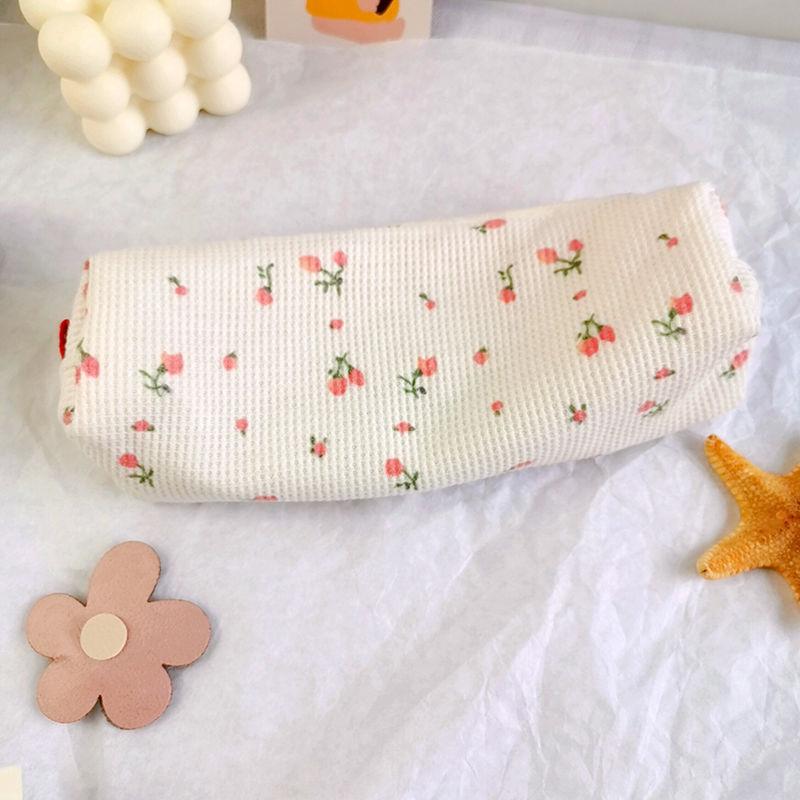 1pc Small Fresh Floral Pen Bag Large Capacity Pencil Case Multifunctional Stationery Storage Bag Student Organizer Supplies