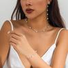 Elegant Imitation Pearl Necklace Bracelet Drop Earrings Trendy Jewelry Set for Women Choker Bangles Party Ladies Wedding