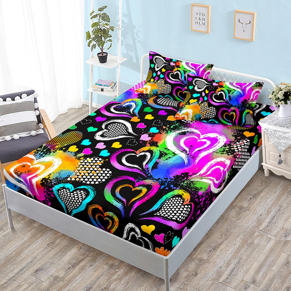 Plant Mushroom Mattress Kit Three-Piece Set, Bed Sheet All Inclusive, Bed Cover, Mattress Protective Cover