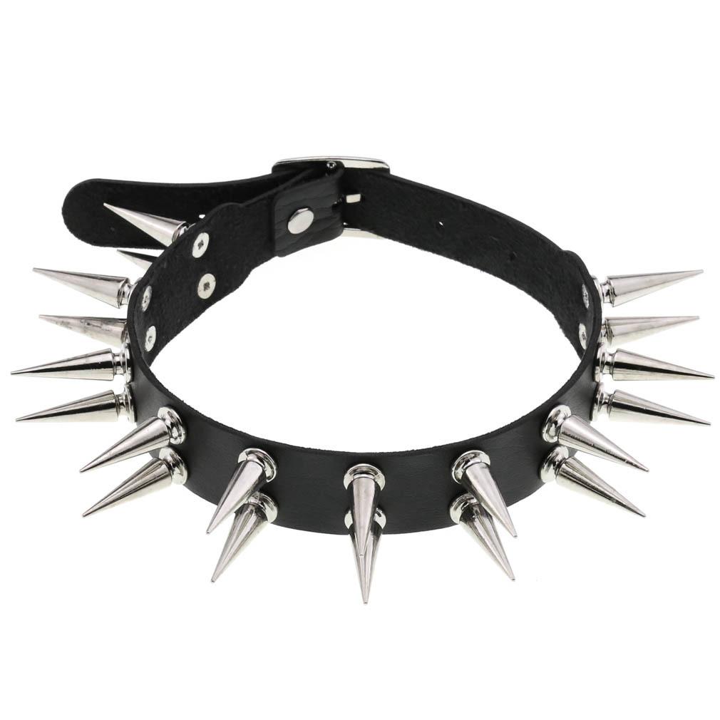 Dlouhý špičatý chokrový obojek pro ženy muže černá PU kůže Goth Emo Doplňky Punk Chocker Gotický náhrdelník Cosplay šperky
