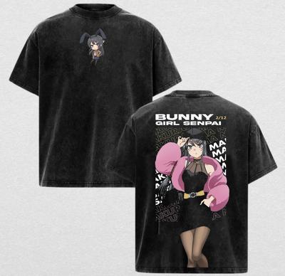 Kanintjej Senpai Anime T-shirt Herr Dam Kläder Mai Sakurajima Tvättad Överdimensionerad T-shirt Sommar Kortärmad Polyester T-shirt Toppar