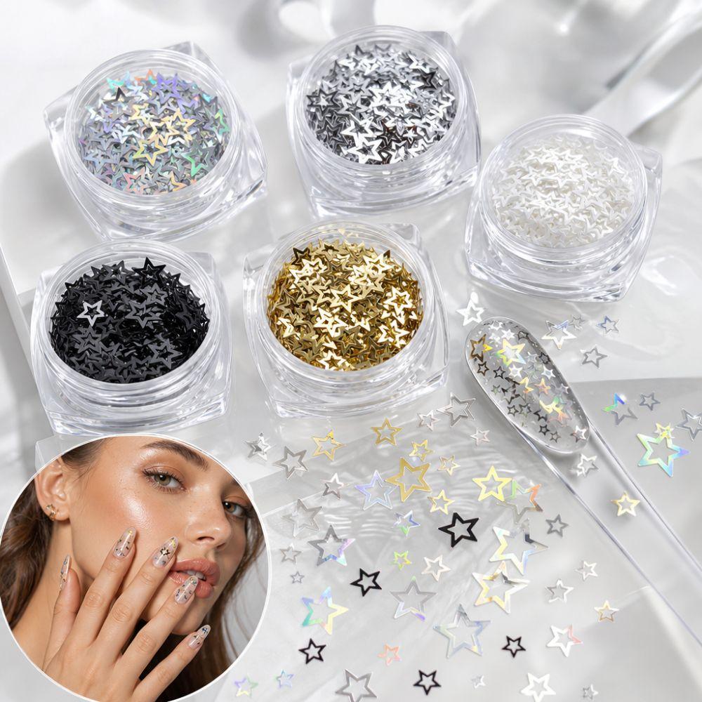 DIY Five-pointed Star Glitter Nail Charms Colorful Sequins Nail Decorations  Nail Salon