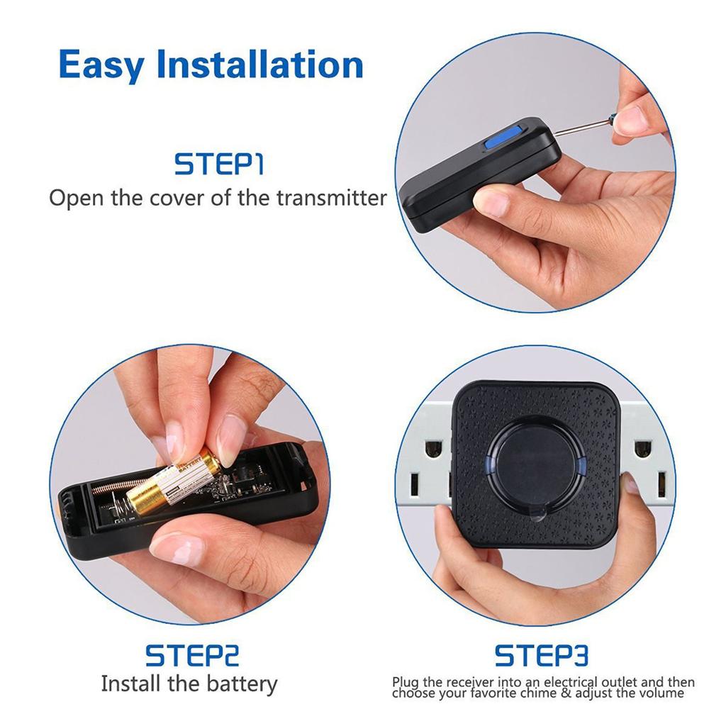 Wireless Door Bell Waterproof Doorbell 2 Plugin Receivers 300M Long Range AUS