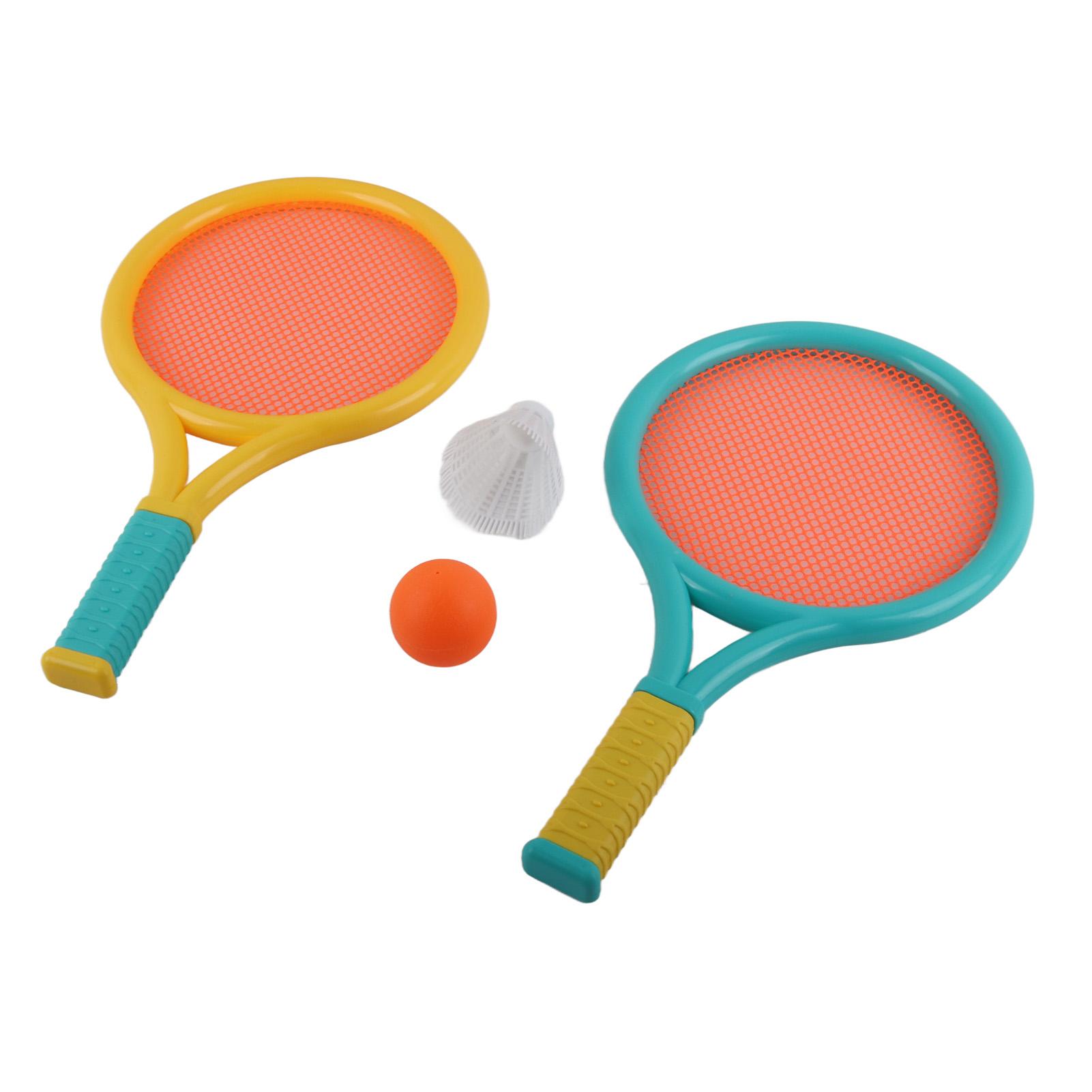 

Children Badminton Racket Slip Resistant Durable Elastic Portable Tennis Racket Set for Kids 2 Rackets 2 Balls Blue Yellow