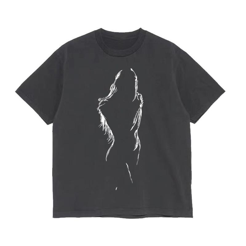 Sexy Beauty Silhouette Print Tshirt Graphic Tshirt High Quality Mens and Womens Short Sleeved Tshirt Mens Sportswear Tops