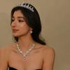 Wedding Bride Headgear Crown White Wedding Dress Birthday Hair Accessories Korean Luxury Atmospheric Necklace Earrings Three-Piece Set Women
