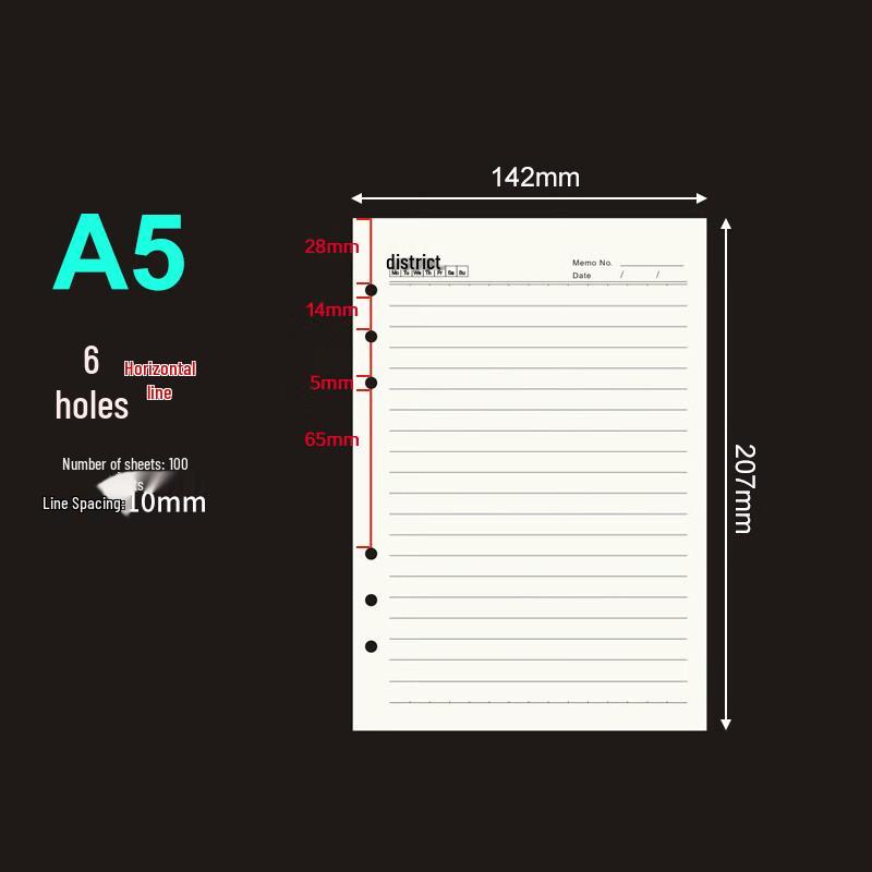 A5 6-Hole Loose-Leaf Refill Paper