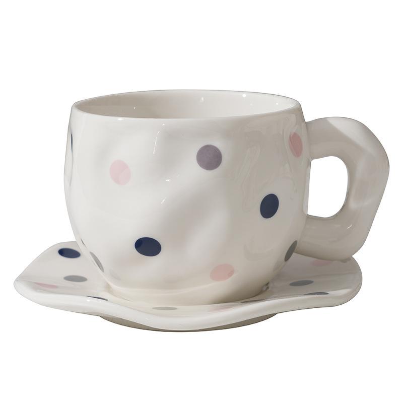 Korean ins style, hand-painted flower handmade ceramic coffee cup, ceramic milk coffee cup and saucer set