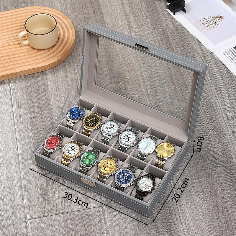 Delesys 2/3/4/5/6/8/9/10/12/20 Slots Household Multi Functional Watch And Jewelry Storage Box Pu Leather Watch Display Case