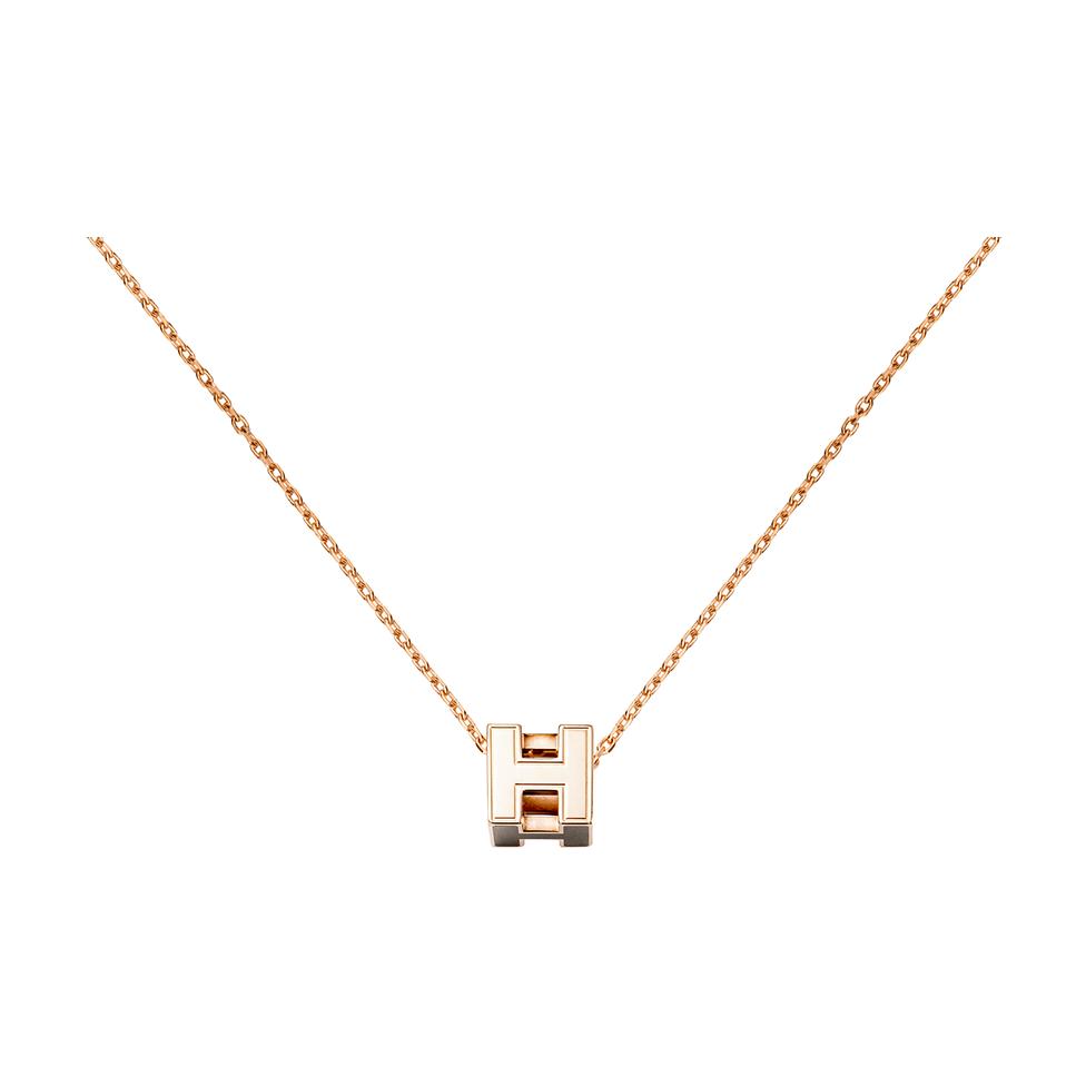 Hermes Cage DH Classic Logo Pendant Necklace Women Necklace H143991FO03