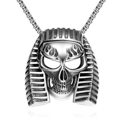 Jewelry Necklace for Men Popular Stainless Steel Skull Egyptian Pharaoh Black Skull Skull Necklace Compatible with Metal Allergies Skull Pendant