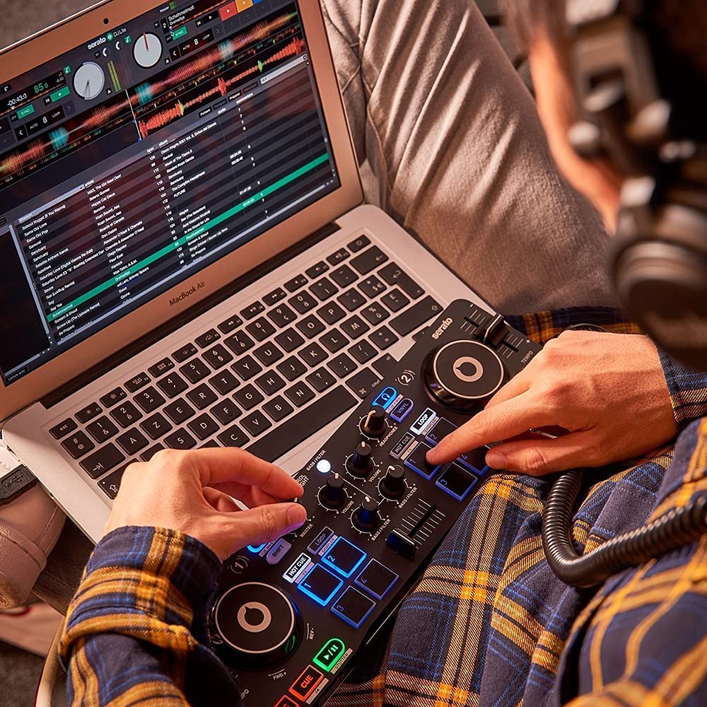 Hercules DJControl Starlight Compact and Lightweight DJ Controller with LED Compatible with Serato DJ Lite Lighting,