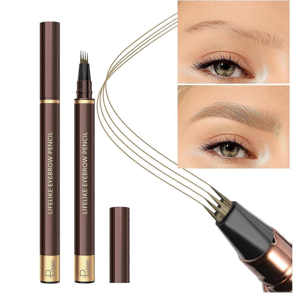 Eyebrow Pencil, 2Pcs Waterproof Microblading Eyebrow Pens, 4 Tip Precise Eye Brow Makeup Pen for Women to Effortlessly Create Natural Brows