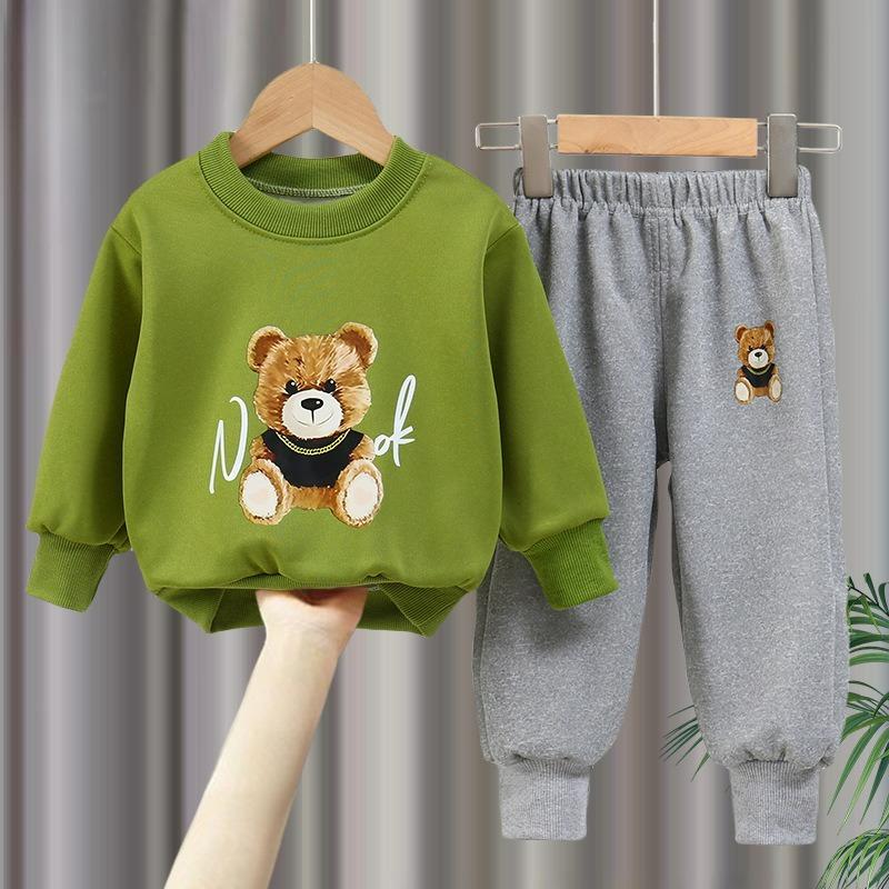 Spring Big Children's Sweater Two-piece Suit for Boys and Girls Spring and Autumn Long-sleeved Trousers Trendy Children's Suit