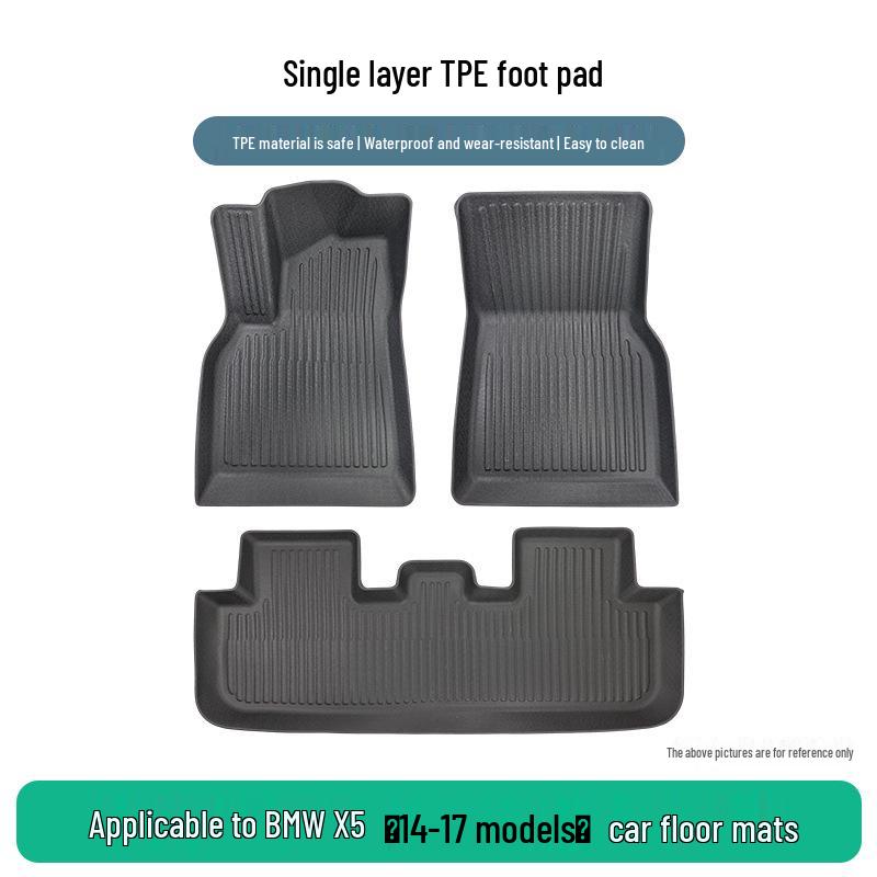 Durable, anti-slip TPE floor mats for BMW X5 (2014-2017) in the new BMW style, easy to clean, available now.