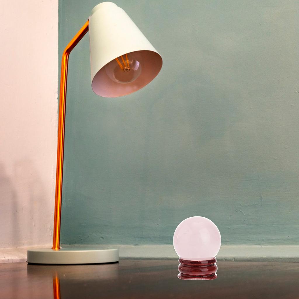 1Pcs Crystal Ball Decor Pink Delicate Powder Crystal Elegant Design Wooden Base Bedroom Living Room Office Ornament