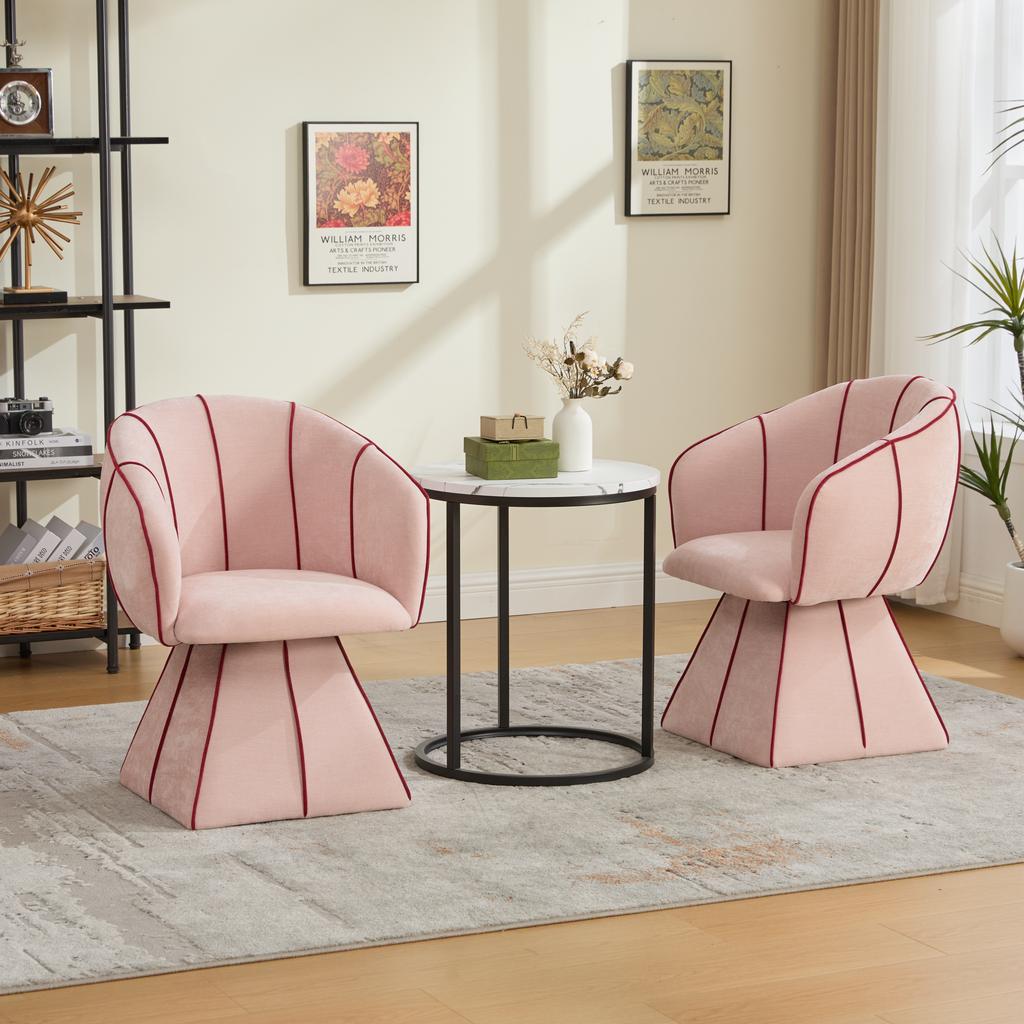 Swivel Chair, Suitable for Adults and Teenagers. Ergonomic Design with High Backrest, Ideal for Bedroom and Living Room (Pink Chenille)
