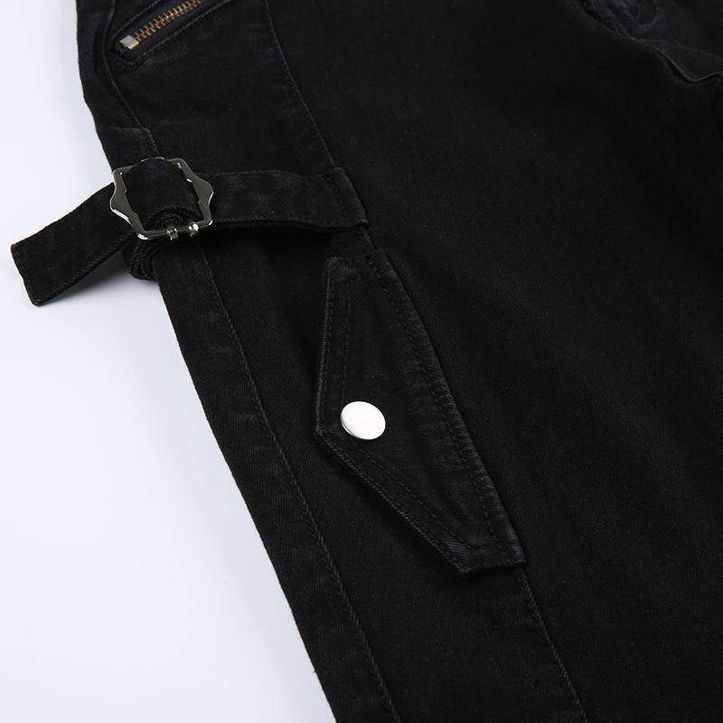 WTEMPO Značka Retro Street Hot Girls Styl Low Pas Micro Flare Jeans Osobnost Kapsa Ležérní kalhoty Ženy Micro Flare Kalhoty