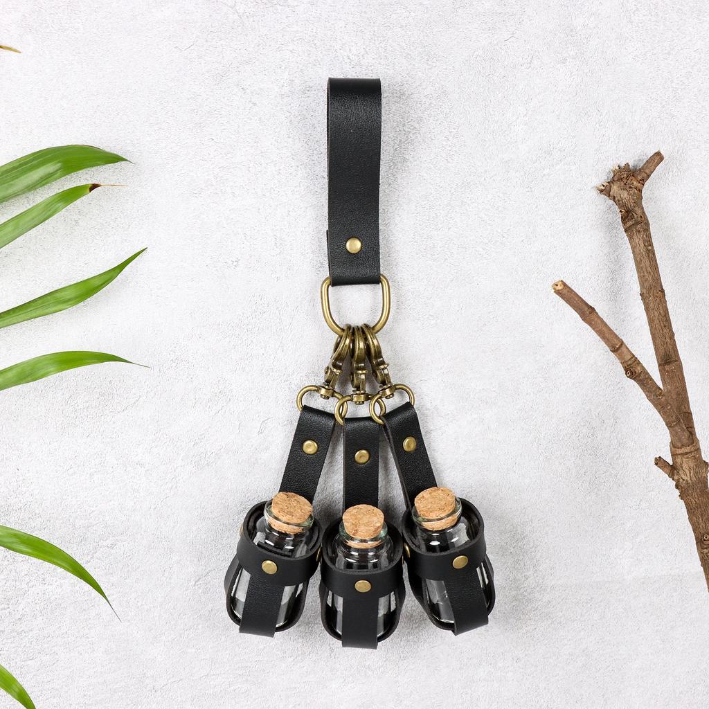 Medieval Alchemy PU Leather Holder Belt - Artificial Potion Bottle Accessory for Renaissance Faires And Cosplay Belt Accessory