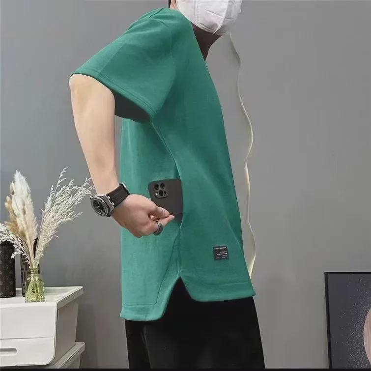 Men's Summer Short-Sleeve Loose-Fit Casual T-Shirt with Invisible Pocket