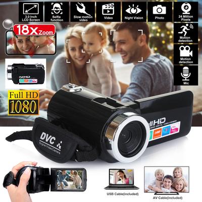 1080P HD videokamera 24MP IR nočné videnie 3,0-palcový LCD displej 18x digitálny zoom Kamera Fotografica DV videokamera