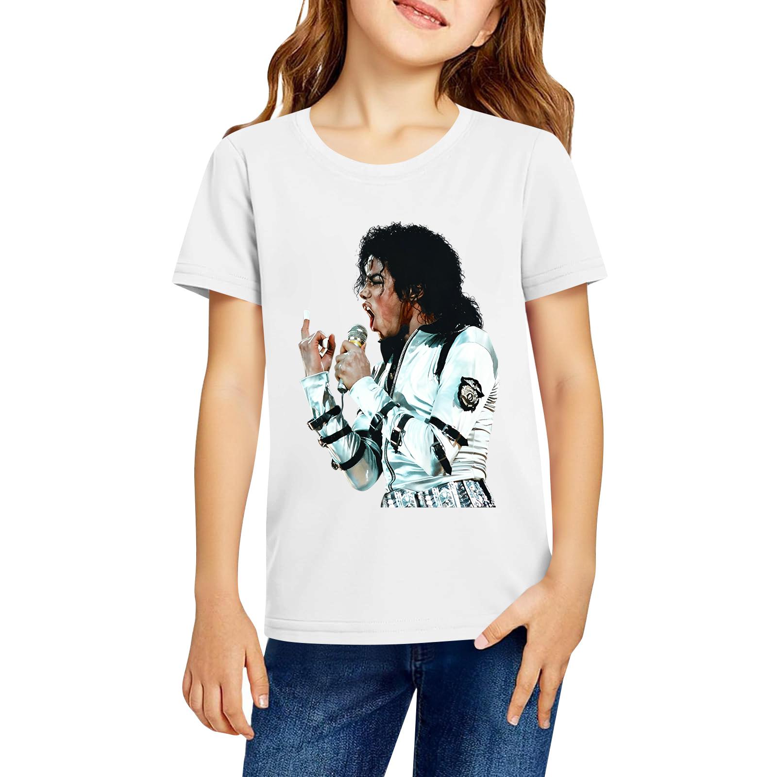 

Fashionable Round Neck Short Sleeve Work Clothes Printed Tops For KID Summer Tops 160 білий