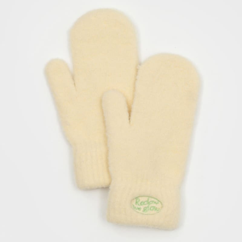 RECLOW FLUFFY LOGO MITTEN GLOVE LEMON