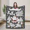 Santa Claus Reindeer Christmas Doodle Art Soft Cozy Blanket For Bedroom  Funny Throw Blanket Autumn Travel Car Flannel Bedspread