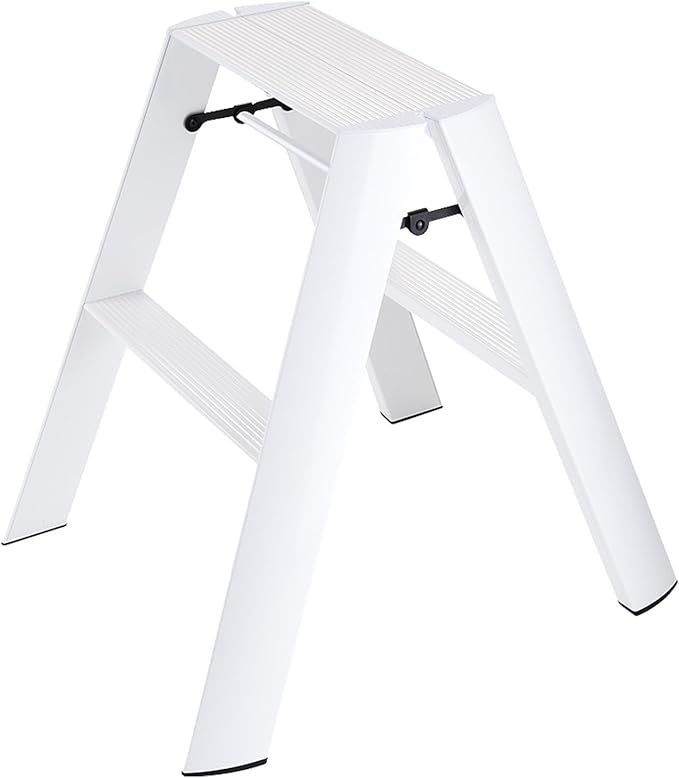 Hasegawa Ladders Lucano Step Stool, 2 Steps, White