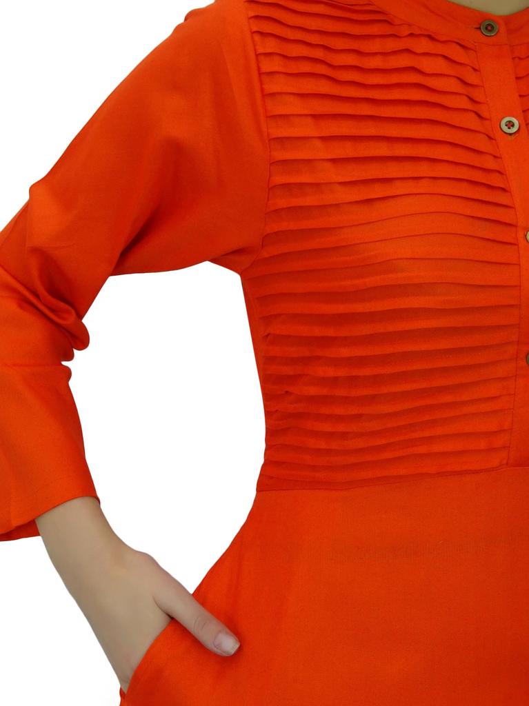 Bimba Women's Long Sleeve Maxi Mandarin Collar Plain Jilbab Dress With