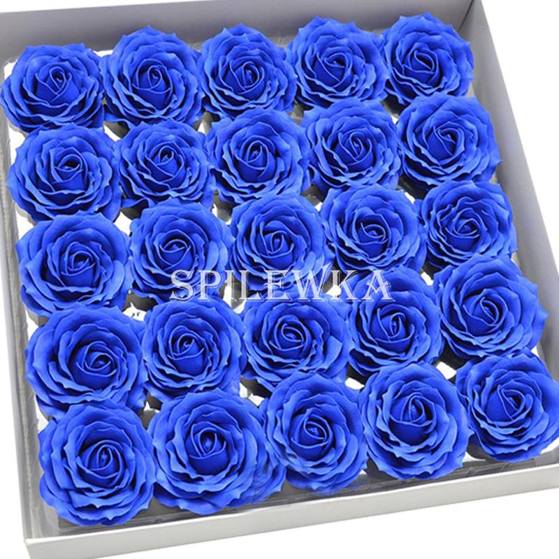 

Spilewka 6-Layer Dia7cm Quality Roses Flowers Heads Artificial Flower Wedding Valentine s Day Gift Home Decoration Flowers 25Pcs королівський синій колір