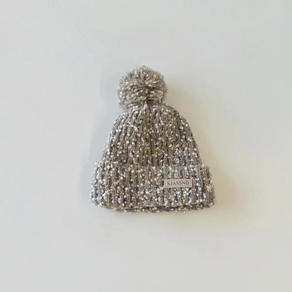 1 Stück pelzige warme Kinder-Mütze für Jungen und Mädchen, schicke koreanische Mode, Häkelmütze für Kleinkinder, Herbst-Winter, dicke Plüsch-Strickmütze