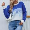 Herbst- und Winter-Neuer Stil Europäischer und Amerikanischer Rundhals-Pullover für Damen mit Kontrastfarben