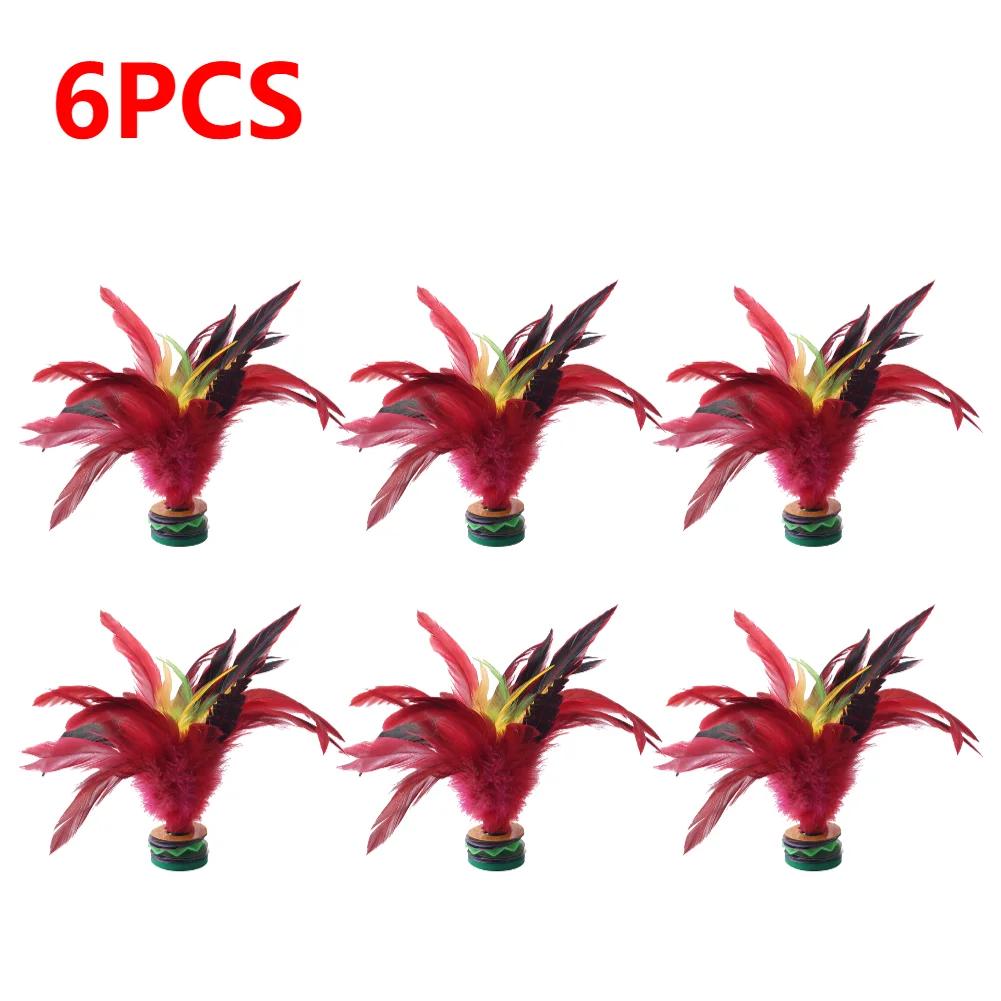 1-10pcs 20cm Feather Jianzi Colorful Feathers Shuttlecock Portable Foot Kick Handwheel Feather Shuttlecock Fitness Entertainment