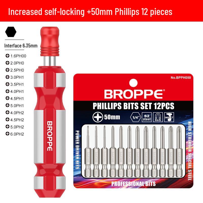 Self-Locking Phillips Screwdriver Set with Extension Rod and Socket